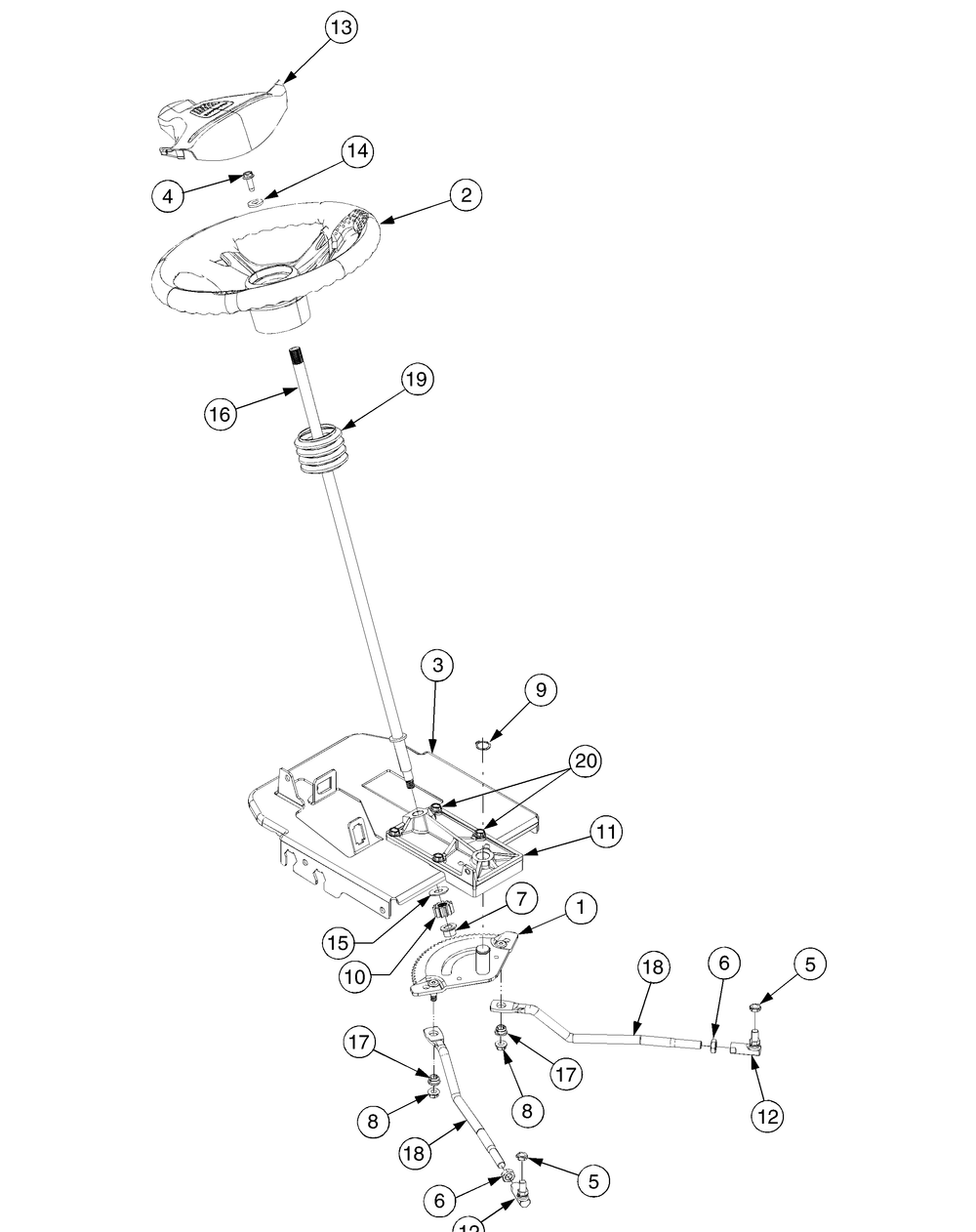 Steering Diagram and Parts List for GT2550 K015-K018-14A2E7P710 Cub Cadet Lawn Tractor